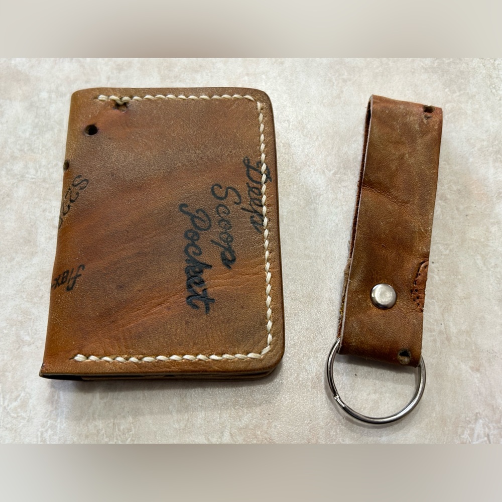 Vintage Leather Baseball Glove Wallet Handmade One Of A Kind W Key Fob